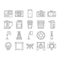 vetor de conjunto de ícones de coleção de dispositivo de fotografia