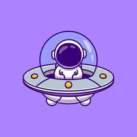 astronauta bonito dirigindo nave espacial ufo cartoon ilustração de ícone de vetor. ciência tecnologia ícone conceito isolado vetor premium. estilo de desenho animado plano