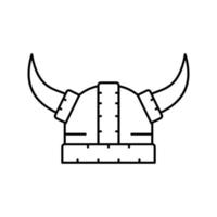 capacete viking emblema linha ícone ilustração vetorial vetor