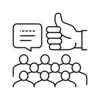 ilustração vetorial de ícone de linha de crowdsoursing de feedback plana vetor