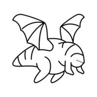 ilustração em vetor ícone de linha de monstro voador