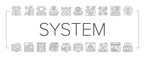 vetor de conjunto de ícones de coleção de processo de trabalho do sistema