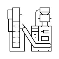 ilustração vetorial de ícone de linha de máquina de fábrica de chá de embalagem vetor