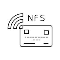 ilustração vetorial de ícone de linha de cartão de sistema nfc sem contato vetor