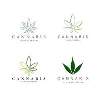 conjunto de logotipo de folha de cannabis verde vetor