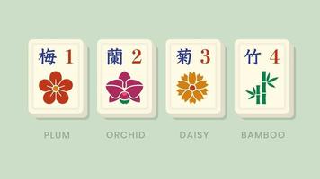 telhas de ícone de flor de bônus mahjong