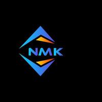 design de logotipo de tecnologia abstrata nmk em fundo preto. conceito de logotipo de carta de iniciais criativas nmk. vetor