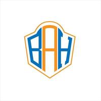design de logotipo de escudo de monograma abstrato bah em fundo branco. logotipo da carta inicial criativa bah. vetor