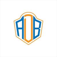 design de logotipo de escudo de monograma abstrato adb em fundo branco. logotipo da carta inicial criativa adb. vetor