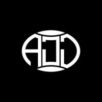 design de logotipo de círculo de monograma abstrato ajj em fundo preto. ajj logotipo criativo exclusivo da letra inicial. vetor