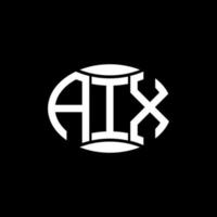 design de logotipo de círculo de monograma abstrato aix em fundo preto. logotipo criativo exclusivo da carta inicial aix. vetor