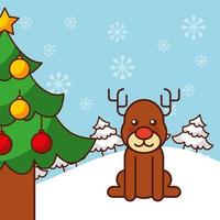 cartão de feliz natal com pinheiro vetor