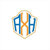 design de logotipo de escudo de monograma abstrato axh em fundo branco. axh logotipo da carta inicial criativa. vetor