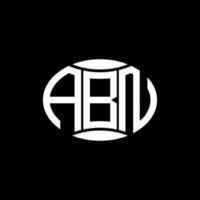 design de logotipo de círculo de monograma abstrato abn em fundo preto. logotipo criativo exclusivo da letra inicial da abn. vetor