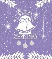 cartão de feliz natal com sinos pendurados vetor