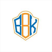 design de logotipo de escudo de monograma abstrato bbk em fundo branco. logotipo da carta inicial criativa bbk. vetor