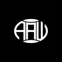 design de logotipo de círculo de monograma abstrato aaw em fundo preto. aaw logotipo criativo exclusivo da letra inicial. vetor