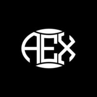 design de logotipo de círculo de monograma abstrato aex em fundo preto. logotipo criativo exclusivo da carta inicial aex. vetor