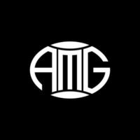 design de logotipo de círculo de monograma abstrato amg em fundo preto. logotipo criativo exclusivo da letra inicial da amg. vetor