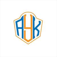design de logotipo escudo monograma abstrato ayk em fundo branco. logotipo da carta inicial criativa ayk. vetor
