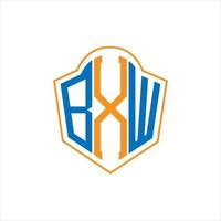 bxw design de logotipo escudo monograma abstrato em fundo branco. logotipo da carta inicial criativa bxw. vetor