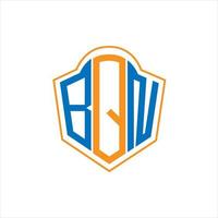 design de logotipo de escudo de monograma abstrato bqn em fundo branco. logotipo da letra inicial criativa bqn. vetor