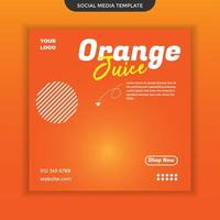 modelo de mídia social de suco de laranja. fácil de usar. vetor premium