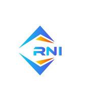 design de logotipo de tecnologia abstrata rni em fundo branco. conceito de logotipo de carta de iniciais criativas rni. vetor