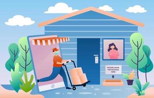 entrega de compras online sem contato vetor