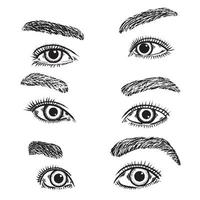 conjunto de ilustrações de olhos de mulher vetor