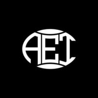 design de logotipo de círculo de monograma abstrato aet em fundo preto. logotipo criativo exclusivo da letra inicial da aet. vetor