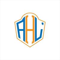 design de logotipo de escudo de monograma abstrato ahl em fundo branco. logotipo da carta inicial criativa ahl. vetor