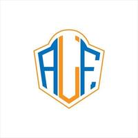 design de logotipo de escudo de monograma abstrato alf em fundo branco. logotipo da carta inicial criativa alf. vetor
