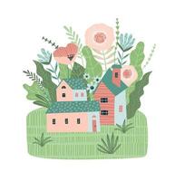 ilustração isolada com primavera landckape. design vetorial para pôster, cartão, convite, cartaz, folheto, folheto e outros usos vetor