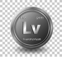 elemento químico livermorium. símbolo químico com número atômico e massa atômica. vetor