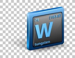 elemento químico de tungstênio. símbolo químico com número atômico e massa atômica. vetor