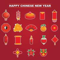 conjunto de ícones do ano novo chinês vetor