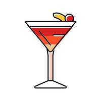 ilustração vetorial de ícone de cor de bebida de copo de coquetel manhattan vetor