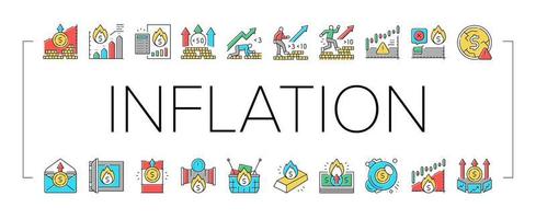 vetor de conjunto de ícones de problema do mundo financeiro de inflação