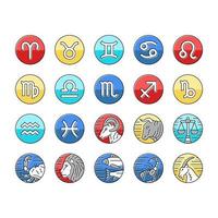 vetor de conjunto de ícones de animais signo astrológico do zodíaco