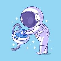 astronauta lavando as mãos na pia vetor