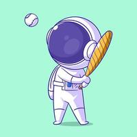 astronauta está jogando beisebol muito bem vetor