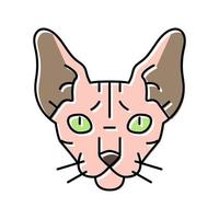 ilustração em vetor ícone de cor de animal de estimação fofo gato sphynx