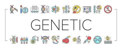 conjunto de ícones de coleção de engenharia genética ilustração vetorial vetor