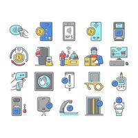 conjunto de ícones de tecnologia de sistema sem contato vetor
