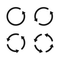 conjunto de vetores de setas do círculo preto. símbolo de rotação de seta