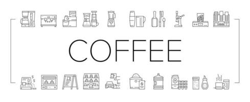 vetor de conjunto de ícones de coleção de equipamentos de café
