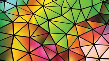 fundo de mosaico colorido abstrato, polígonos multicoloridos em preto, formas de triângulo vitrais. vetor