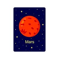 planeta marte. flashcard infantil. material didático para escolas e creches. aprendizagem de ciência espacial para crianças vetor