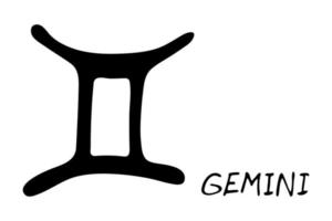 mão desenhada gemini signo do zodíaco símbolo esotérico doodle elemento de clipart de astrologia para design vetor